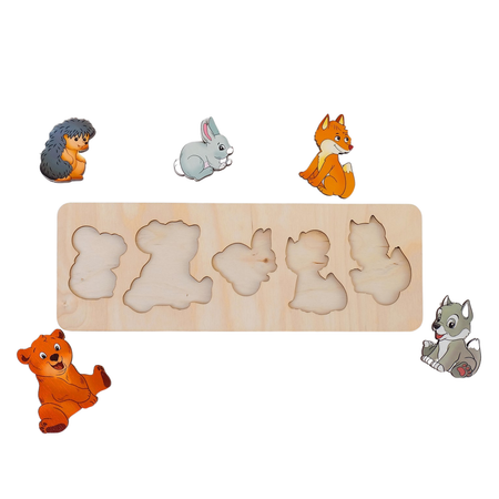 Игрушка Нескучные игры рамка-вкладыш Монтессори Дикие животные