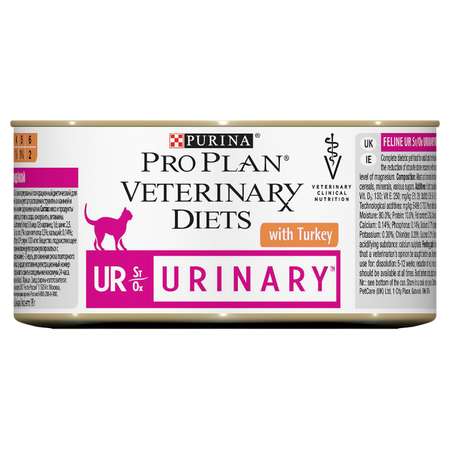 Корм для кошек Purina Pro Plan Veterinary diets UR при МКБ мусс с индейкой консервированный 195г