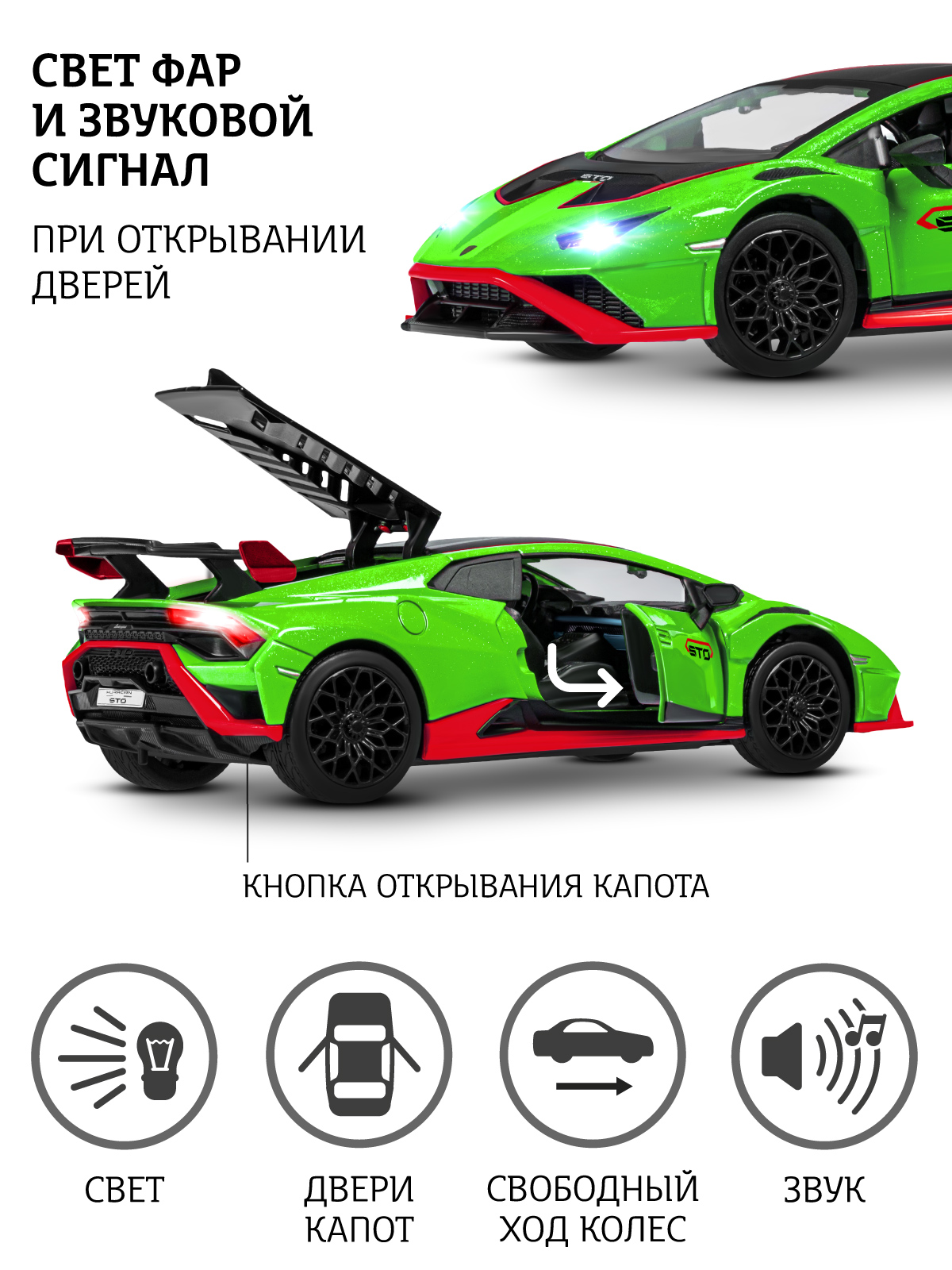 Автомобиль АВТОпанорама Lamborghini Huracan STO 1:24 JB1251760 - фото 3