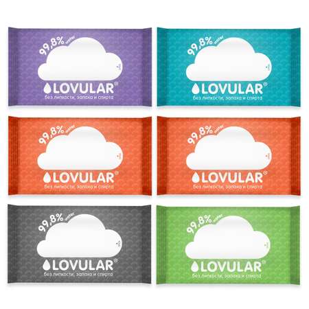 Влажные салфетки LOVULAR 6 упак. 10 шт.