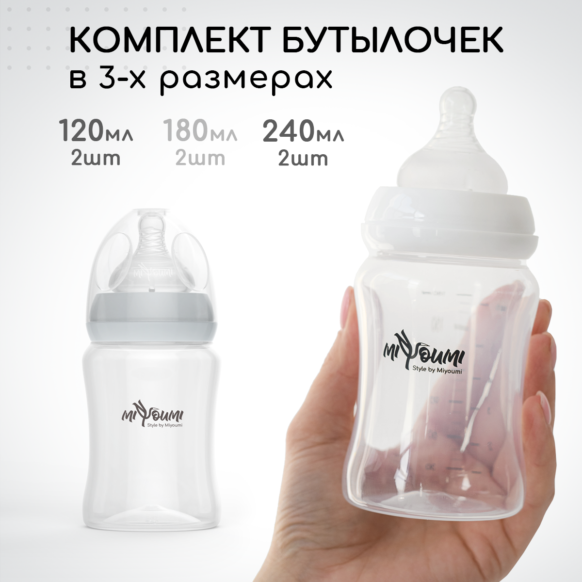 Бутылочка Miyoumi Anti-Colic 180 мл 2 шт. - фото 8