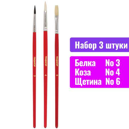 Кисть Пифагор 3 шт. (белка, щетина, коза)