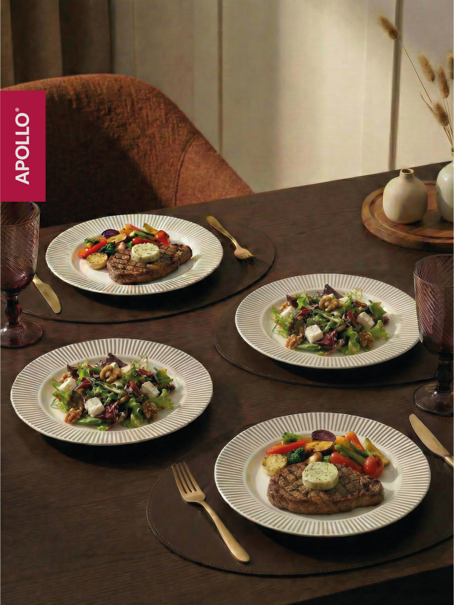 Изображение товара Набор обеденных тарелок APOLLO 23 см 4 шт из фарфора New Bone China