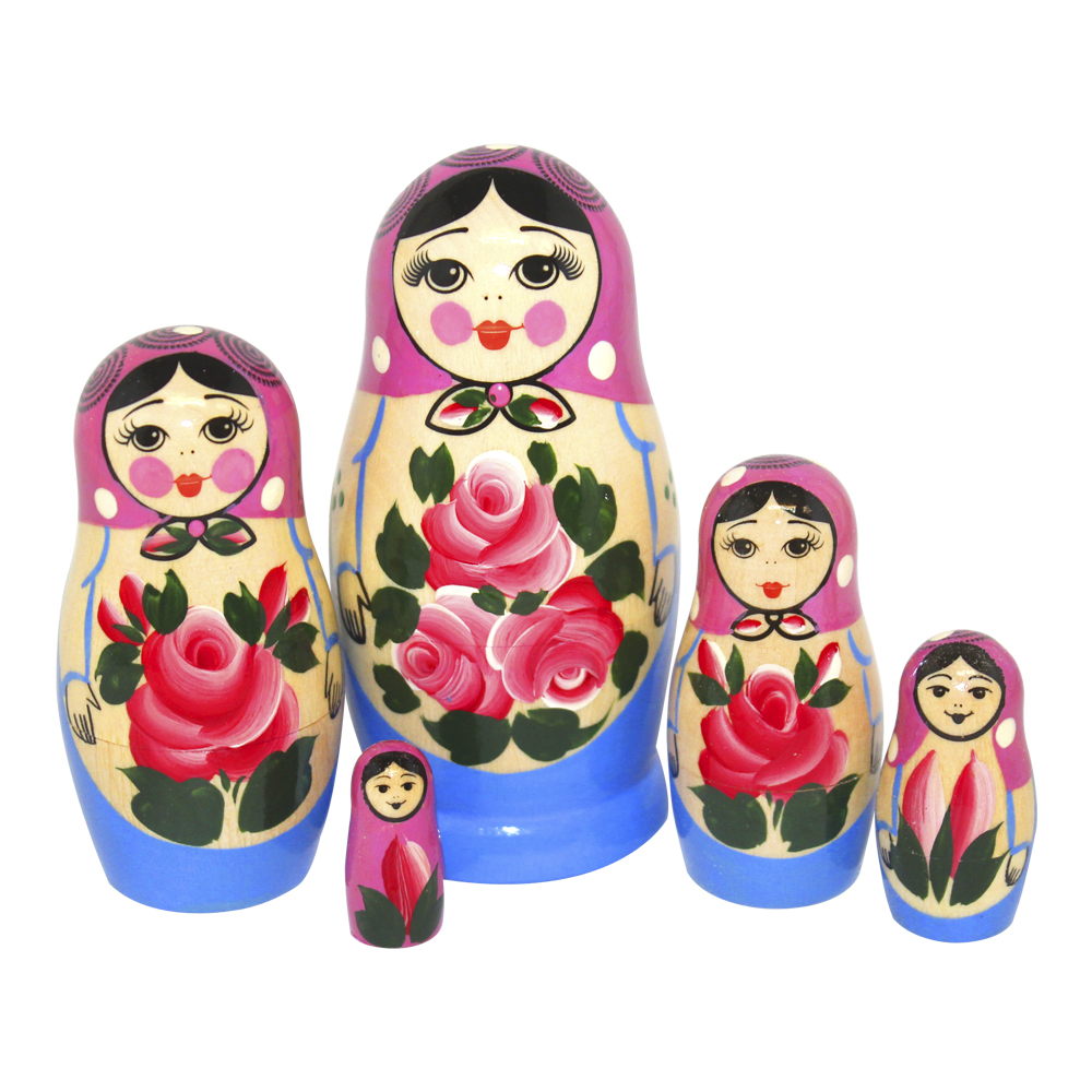 Матрёшка Золотая Хохлома 5-ти кукольная - фото 1
