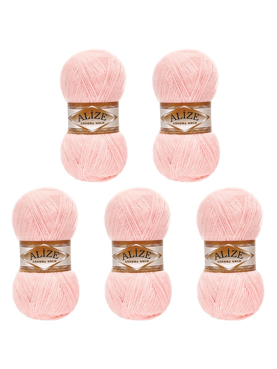 Пряжа Alize мягкая теплая для шарфов кардиганов Angora Gold 100г 550м 5 шт жемчужно-розовый - фото 6