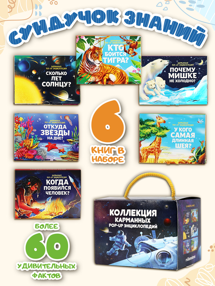 Набор книг Malamalama Коллекция карманных Энциклопедий о животных 6 шт - фото 1