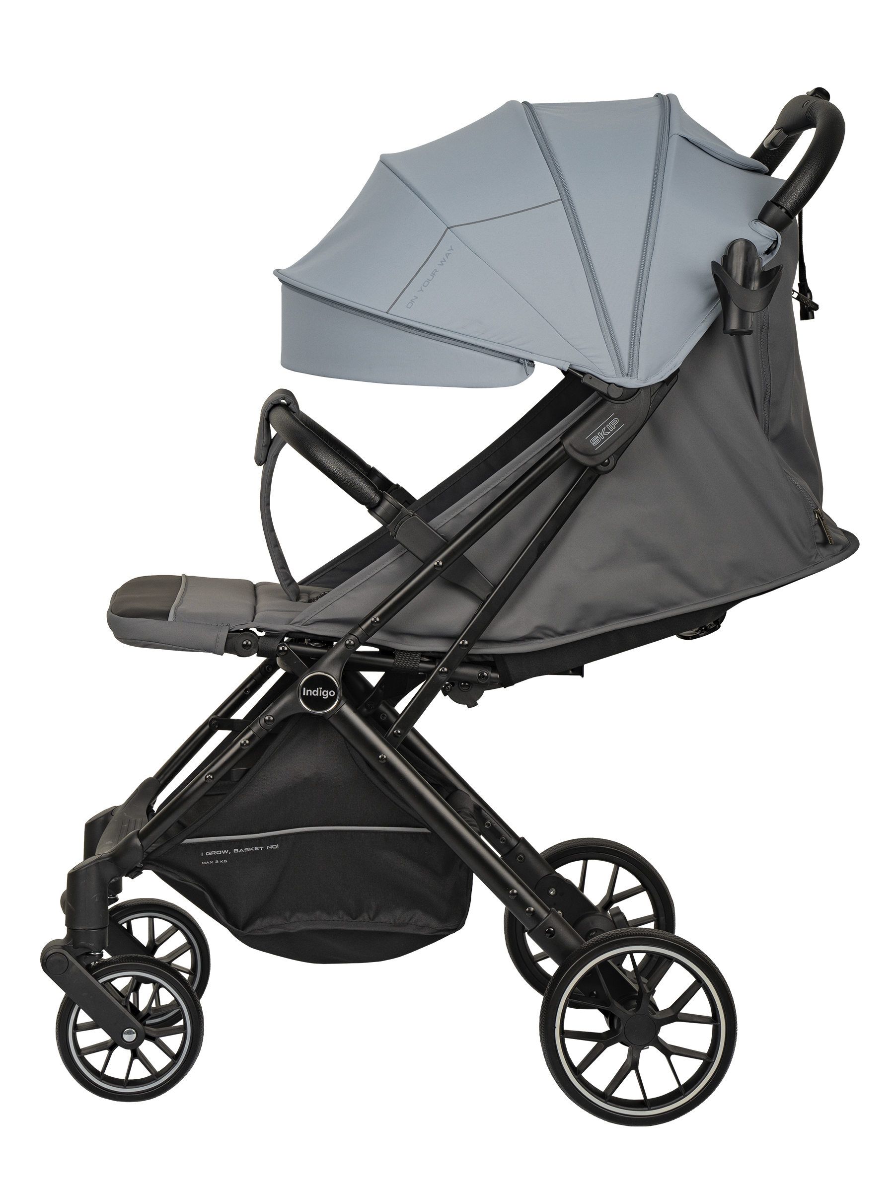 Коляска прогулочная Indigo Skip для путешествий, голубой голубой - фото 17
