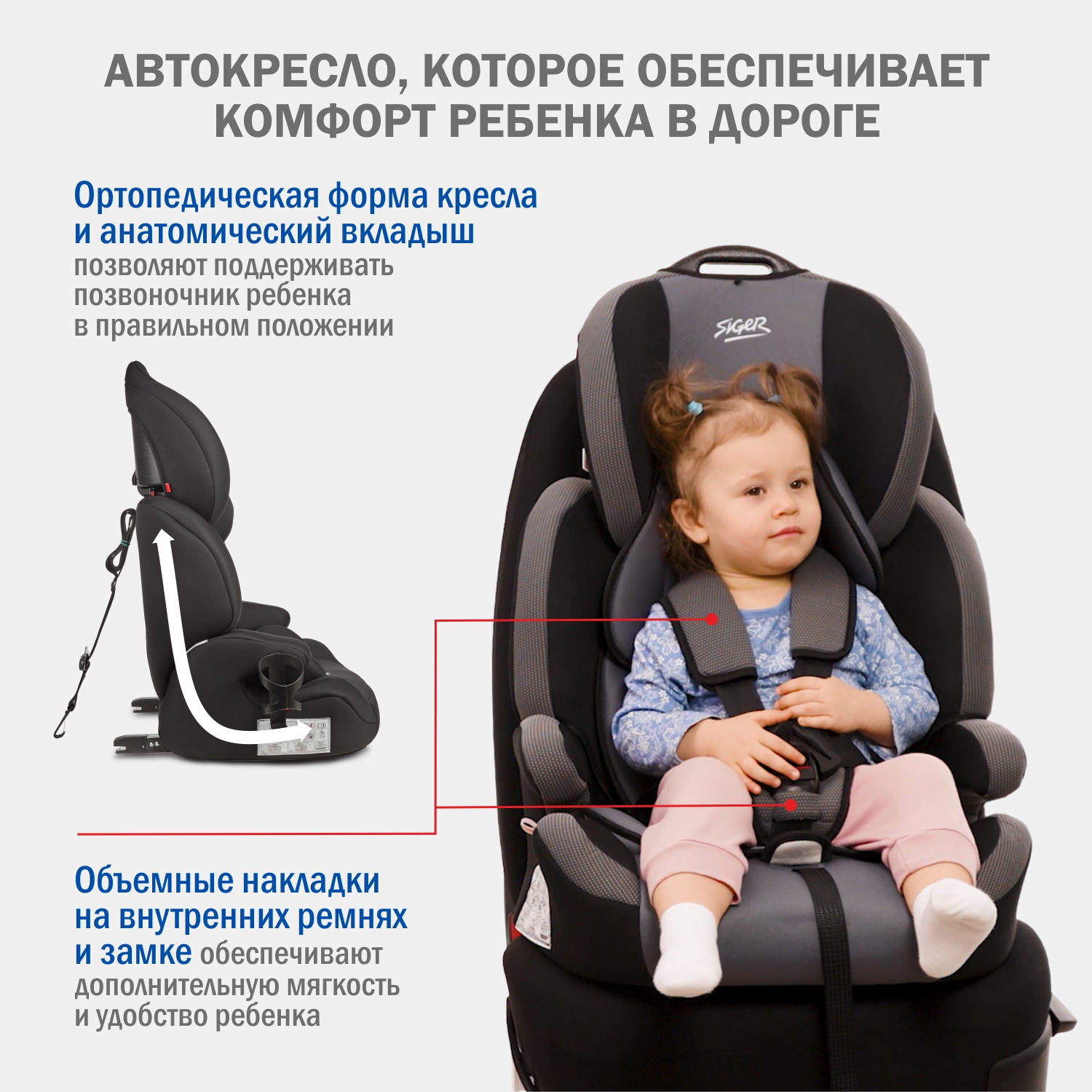 Автокресло SIGER Siger Стар Isofix Lux Isofix 1/2/3 (9-36 кг) - фото 12