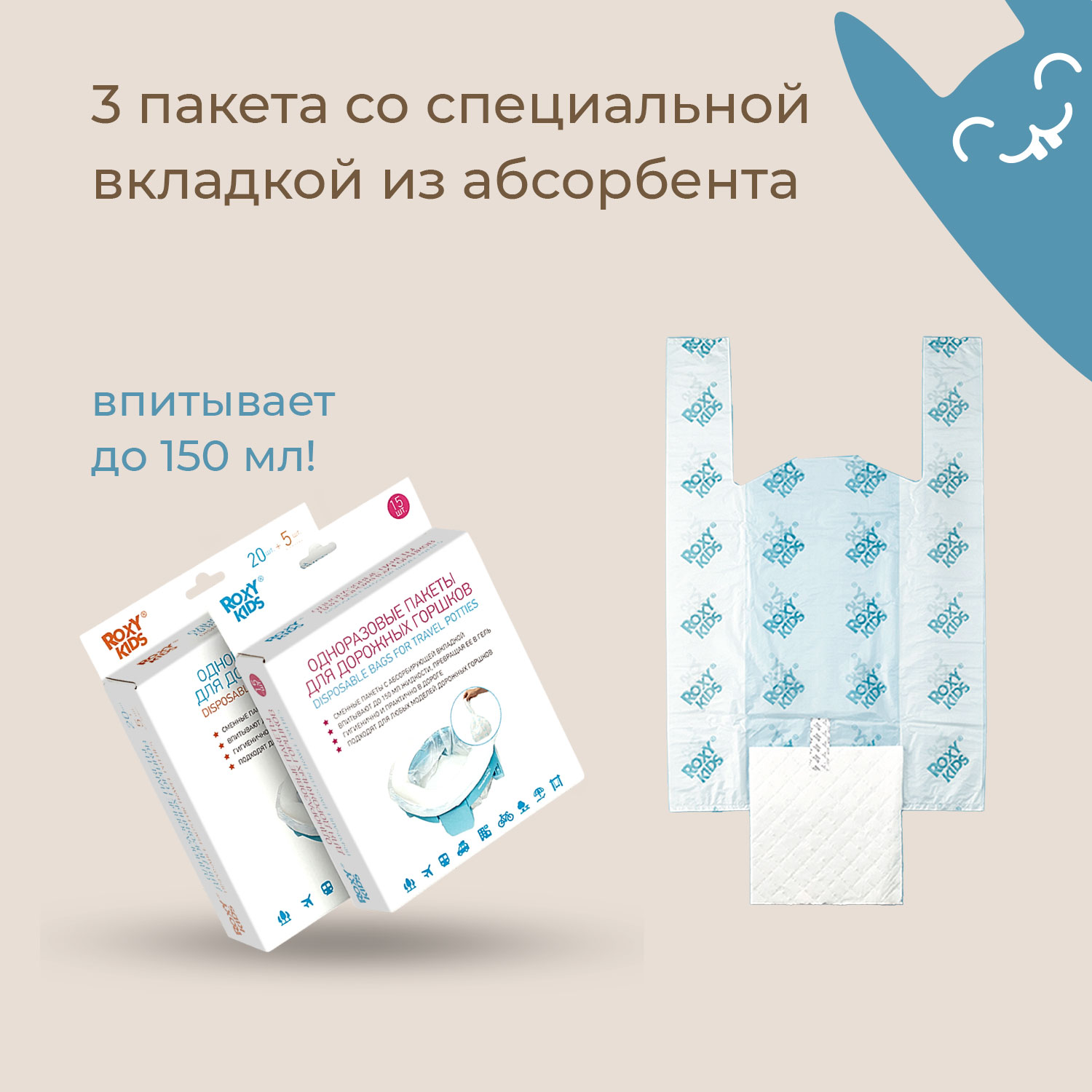 Горшок дорожный ROXY-KIDS складной с многоразовой вкладкой Handy Potty 3 в 1 цвет графит - фото 14