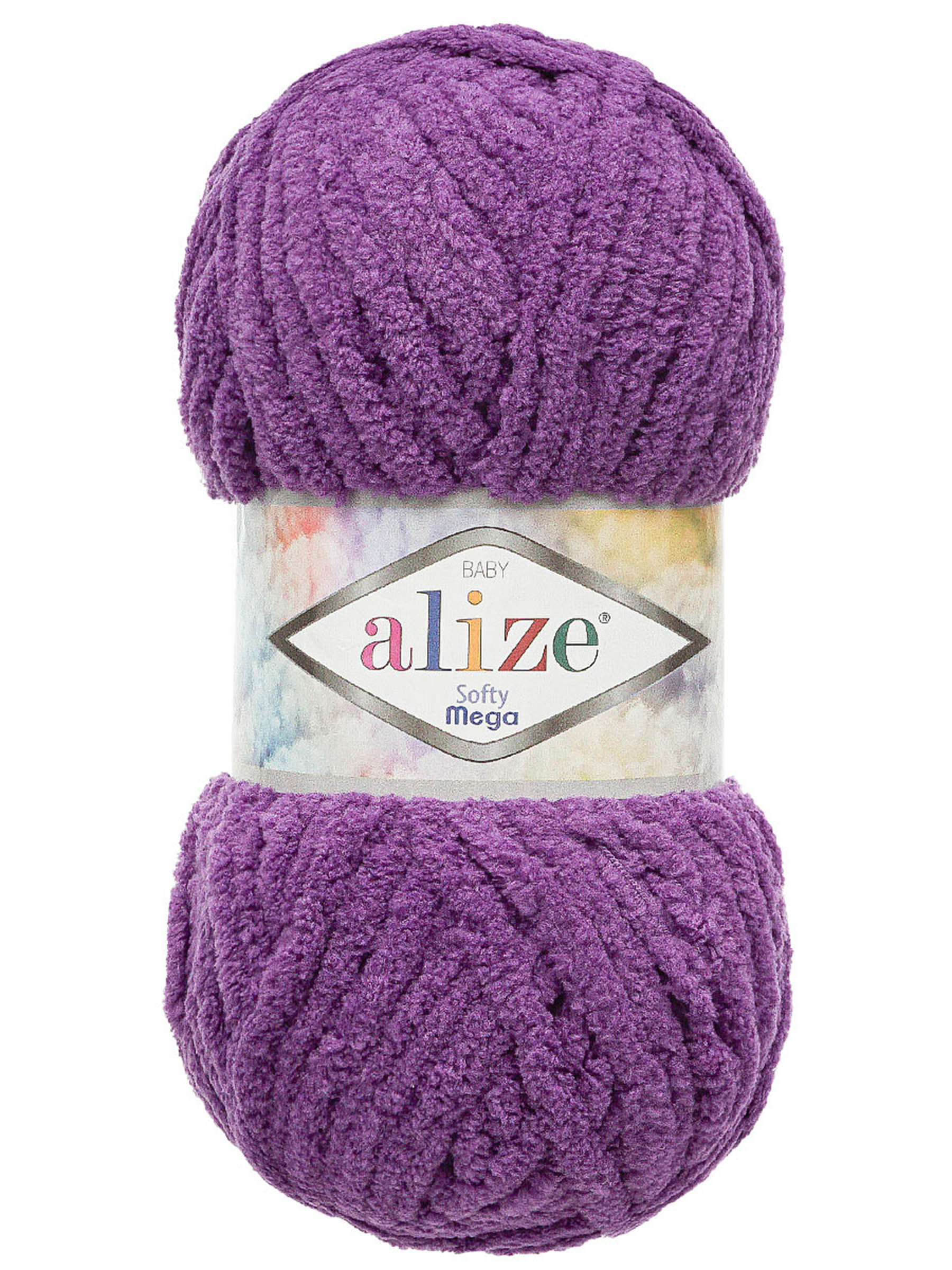 Пряжа для вязания Alize softy mega 100 гр 70 м микрополиэстер мягкая 44 темно-фиолетовый 5 мотков - фото 4