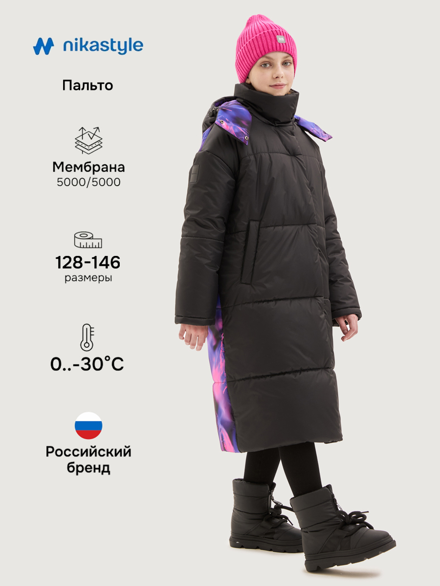 Пальто NIKASTYLE 6з9225 черный/фуксия - фото 2