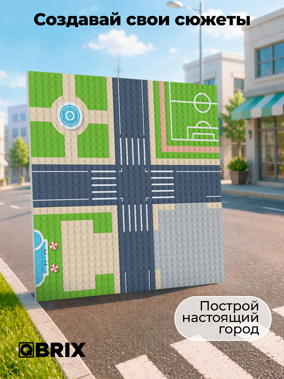Конструктор QBRIX Пластина Город 25,5×25,5 см 1 дет. - фото 4
