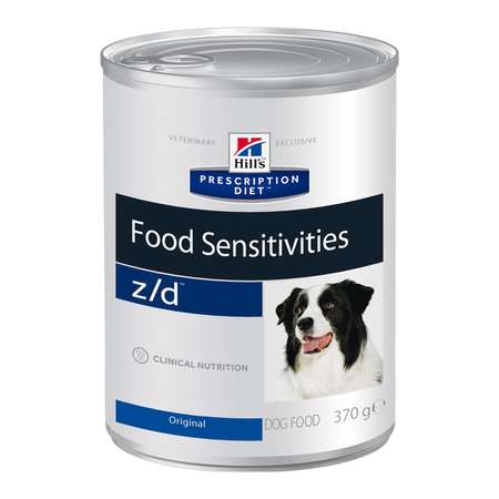 Корм для собак HILLS 370г Prescription Diet z/d Food Sensitivities для кожи при аллергии и заболеваниях кожи консервированный