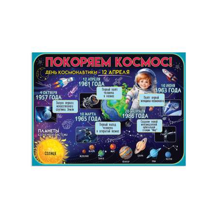 Плакат HAPPY школьный на стену солнечная система космос