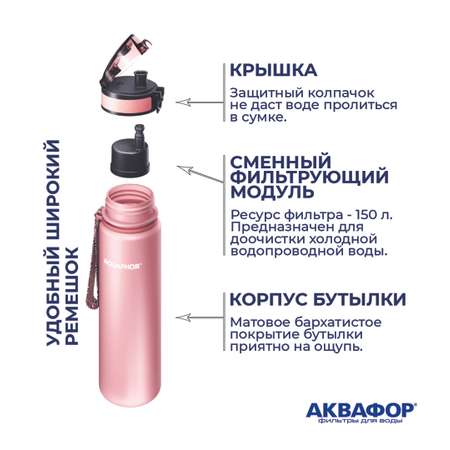 Бутылка-фильтр Аквафор 500 мл светло-розовая
