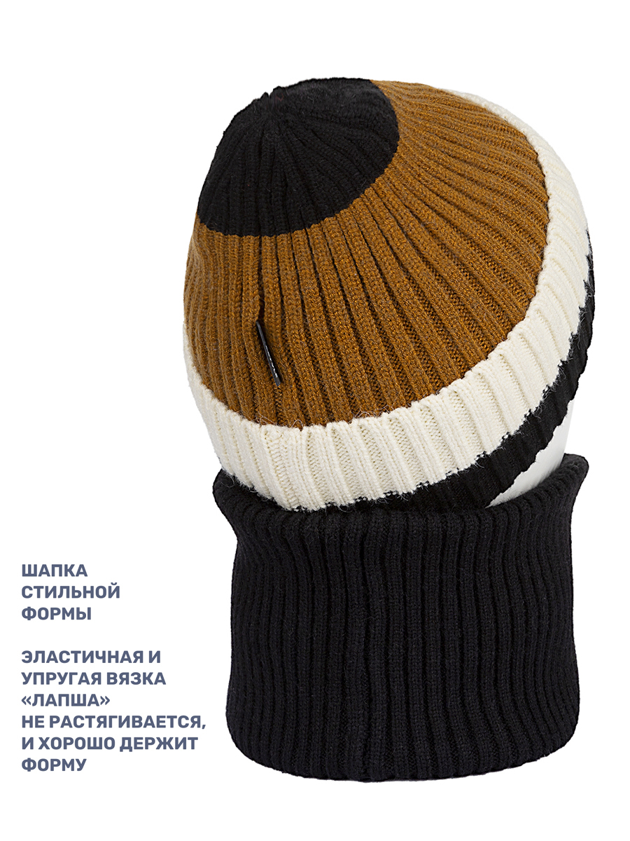 Комплект шапка и снуд NIKASTYLE 12з16524 черный/горчица - фото 4