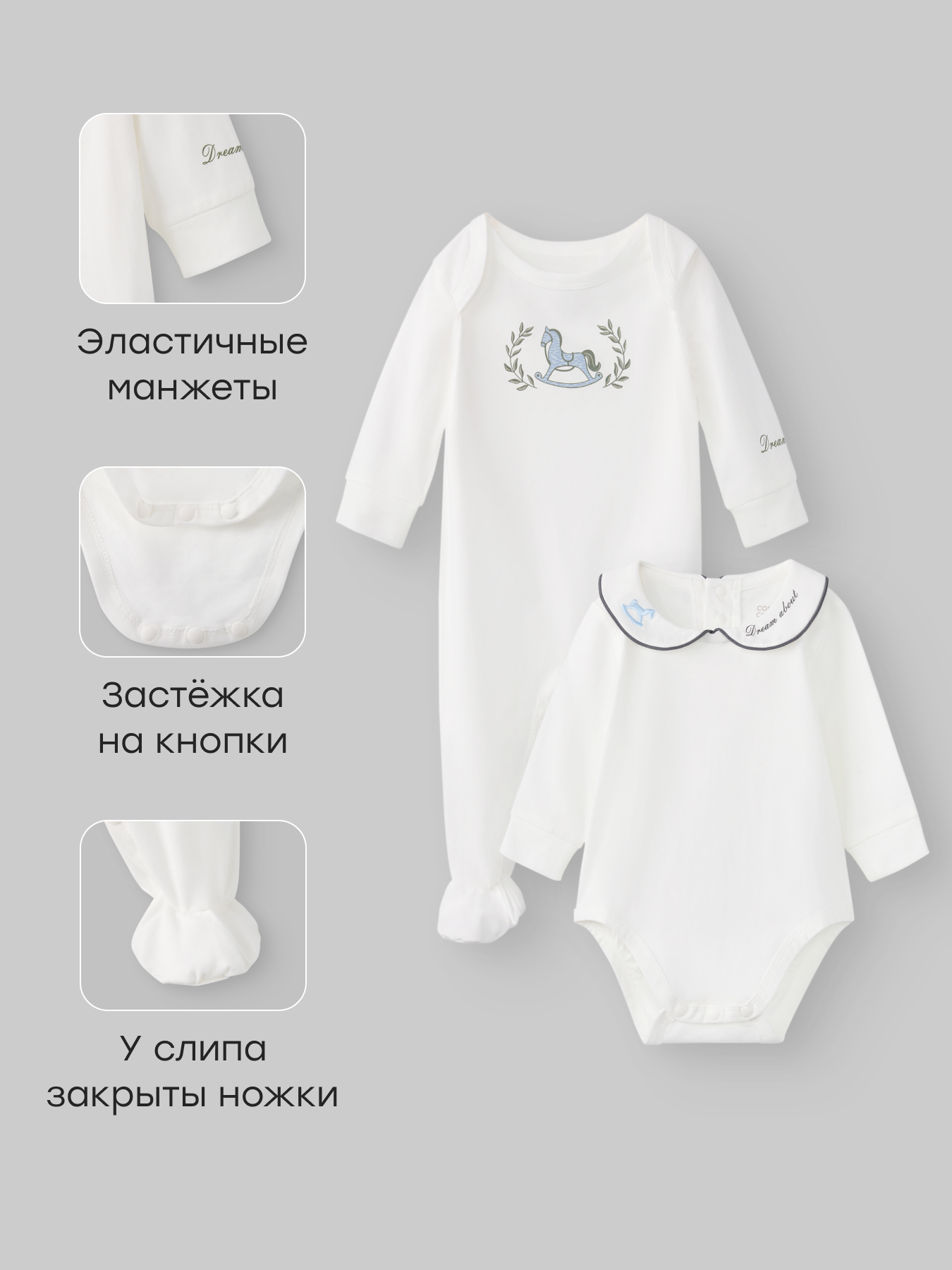 Боди и комбинезон Happy Baby 88629-0_milky-horse - фото 3