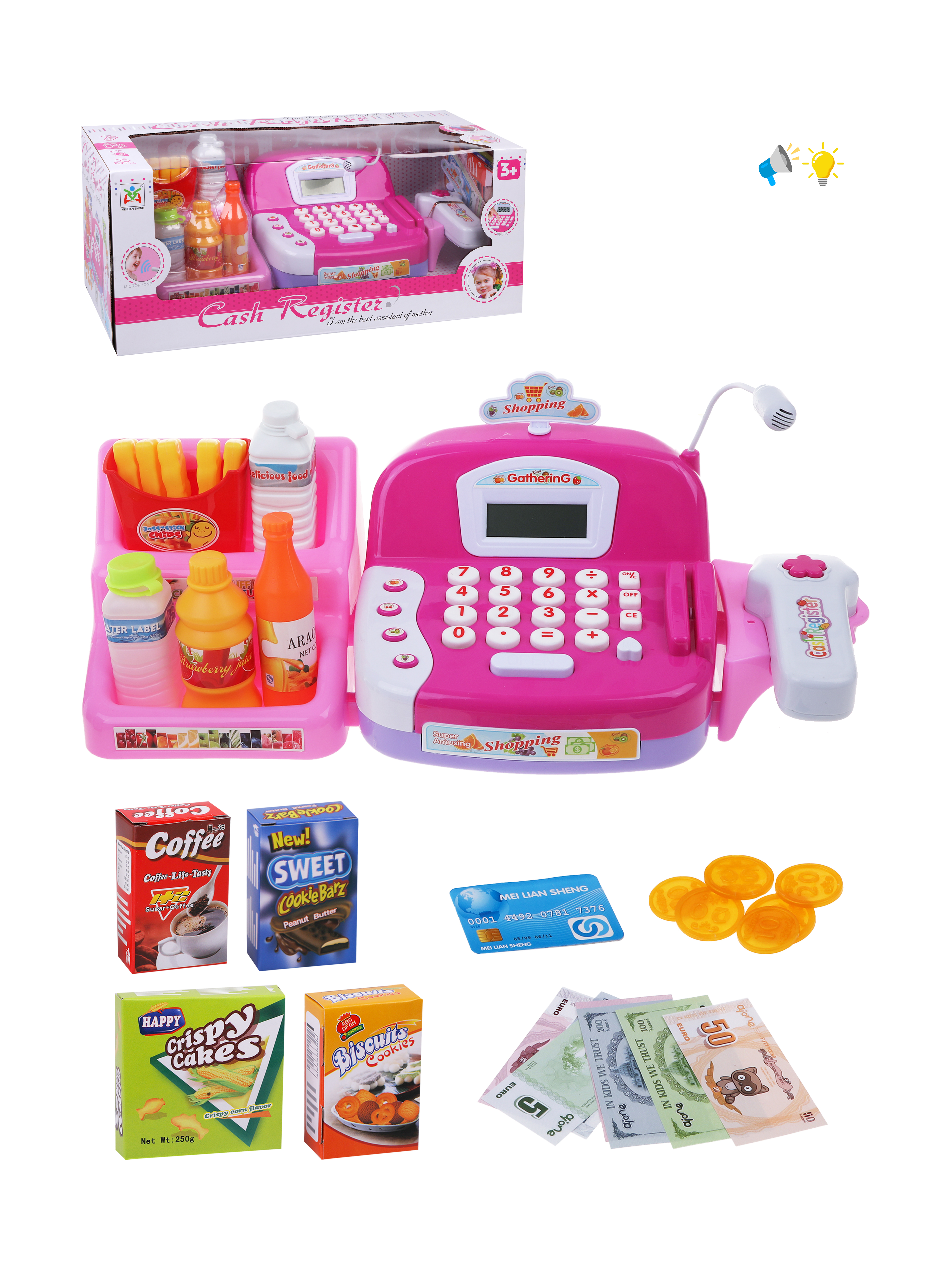 Игровой набор Наша Игрушка продукты, прилавок, касса, тележки и корзинки - фото 1