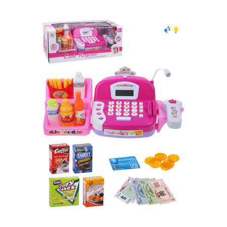 Игровой набор Наша Игрушка продукты, прилавок, касса, тележки и корзинки
