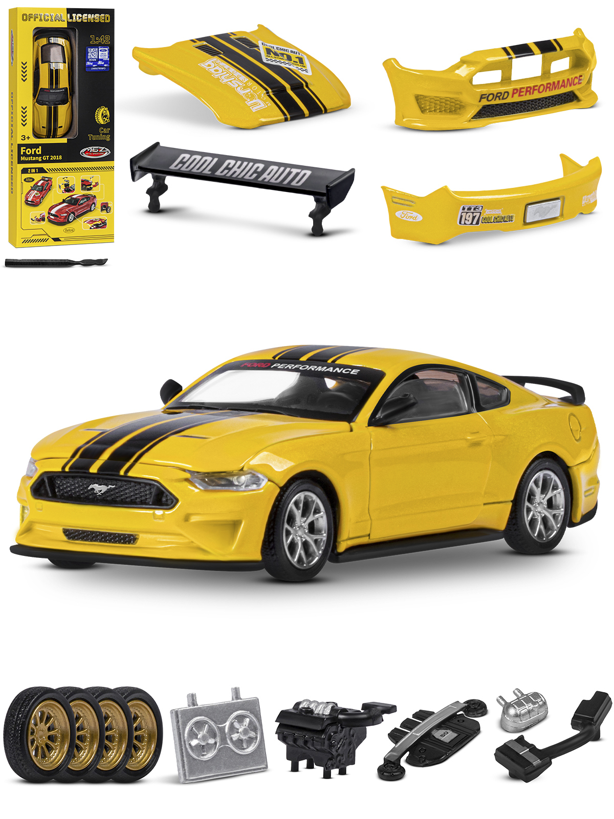 Автомобиль AUTODRIVE Ford Mustang Сборная модель 1:42 JB1251639 - фото 8