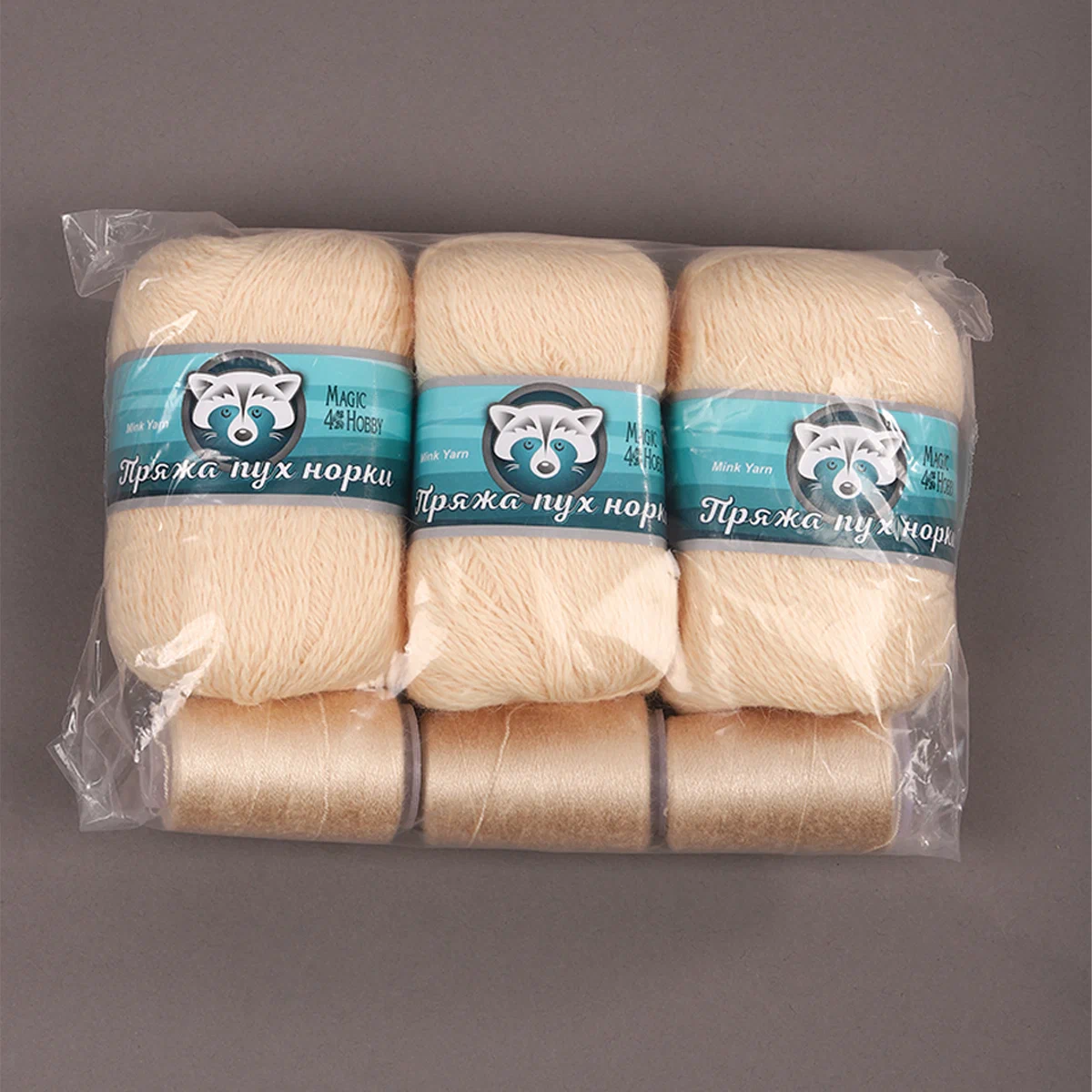 Пряжа Magic 4 Hobby Пух норки (80% пух норки, 20% полиамид) 3х50г/350м цвет светло-бежевый - фото 5
