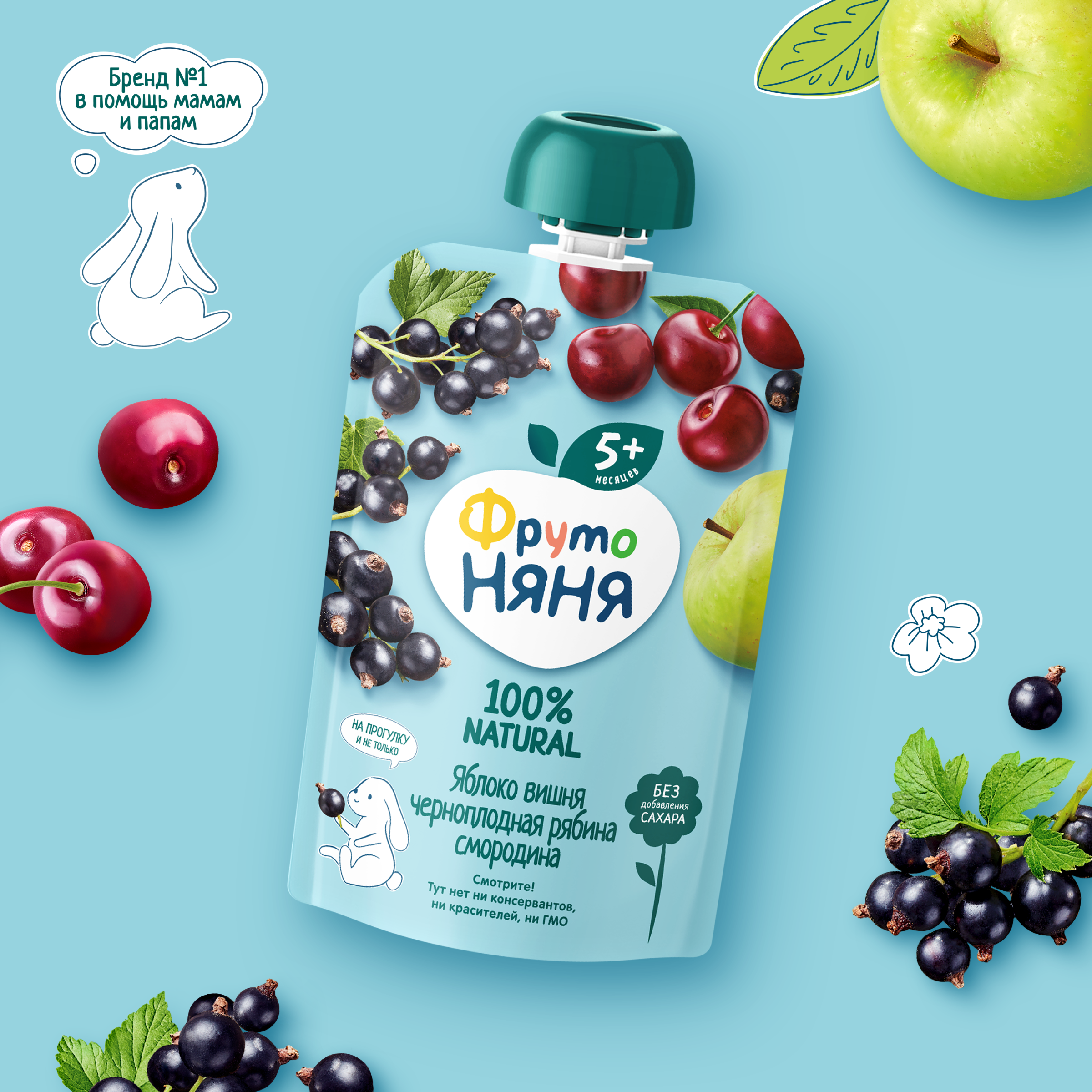 Десерт ФрутоНяня Яблоко-вишня-рябина с 5 мес 90 г - фото 5
