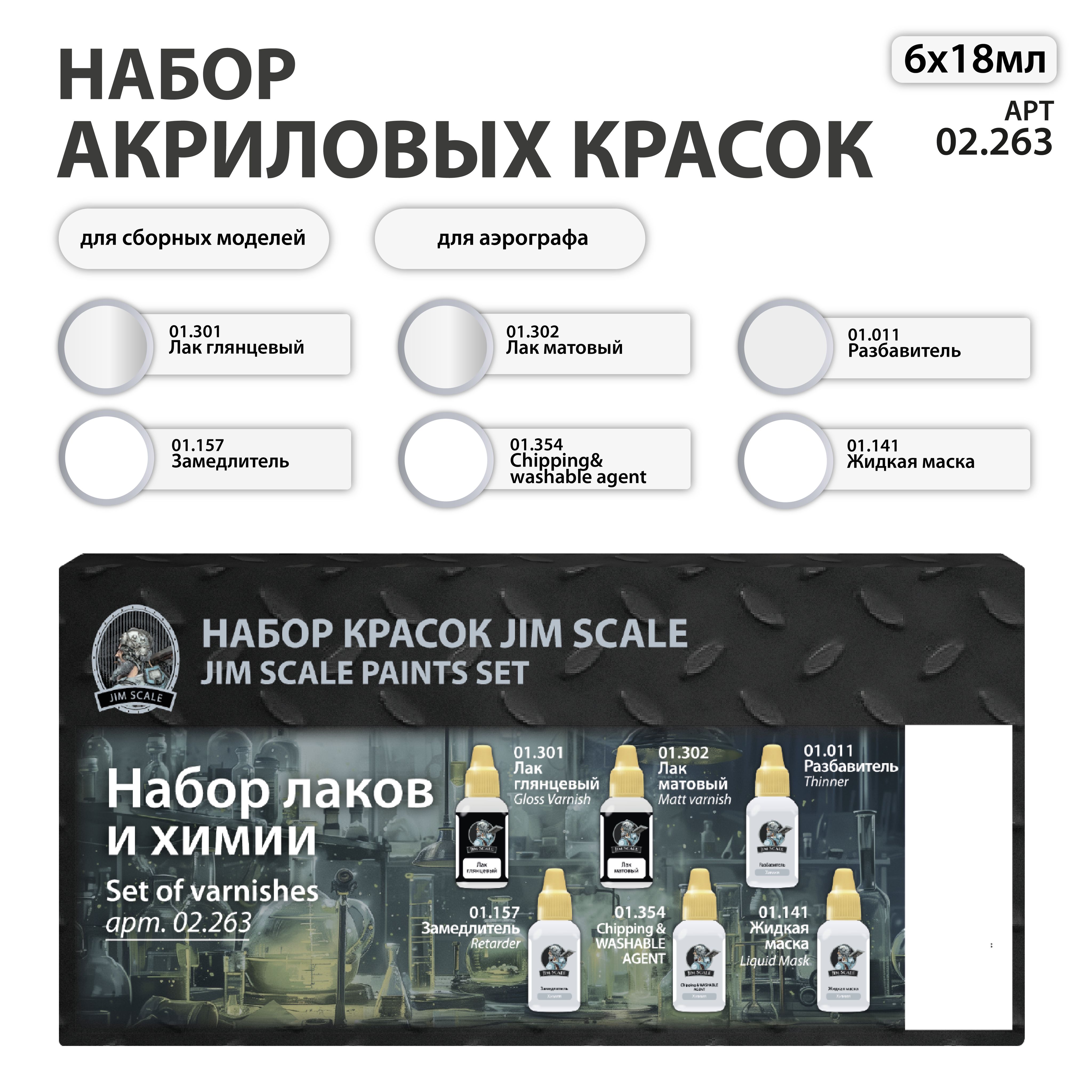 Набор лаков и химии Jim Scale 6 цветов 02.263 - фото 1