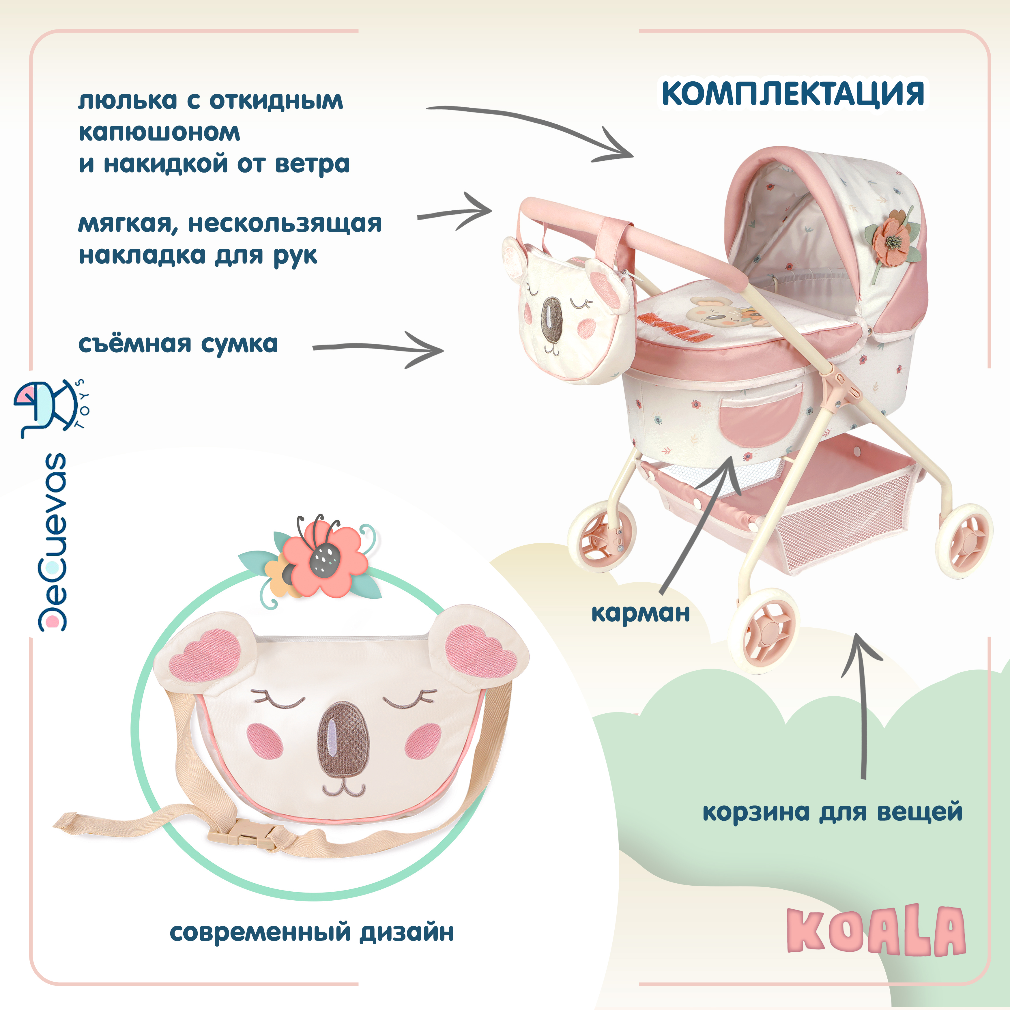 Коляска-люлька для кукол DeCuevas Toys 86079 - фото 5