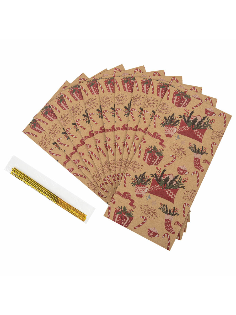 Пакет новогодний подарочный Золотая сказка набор 10 штуки - фото 9