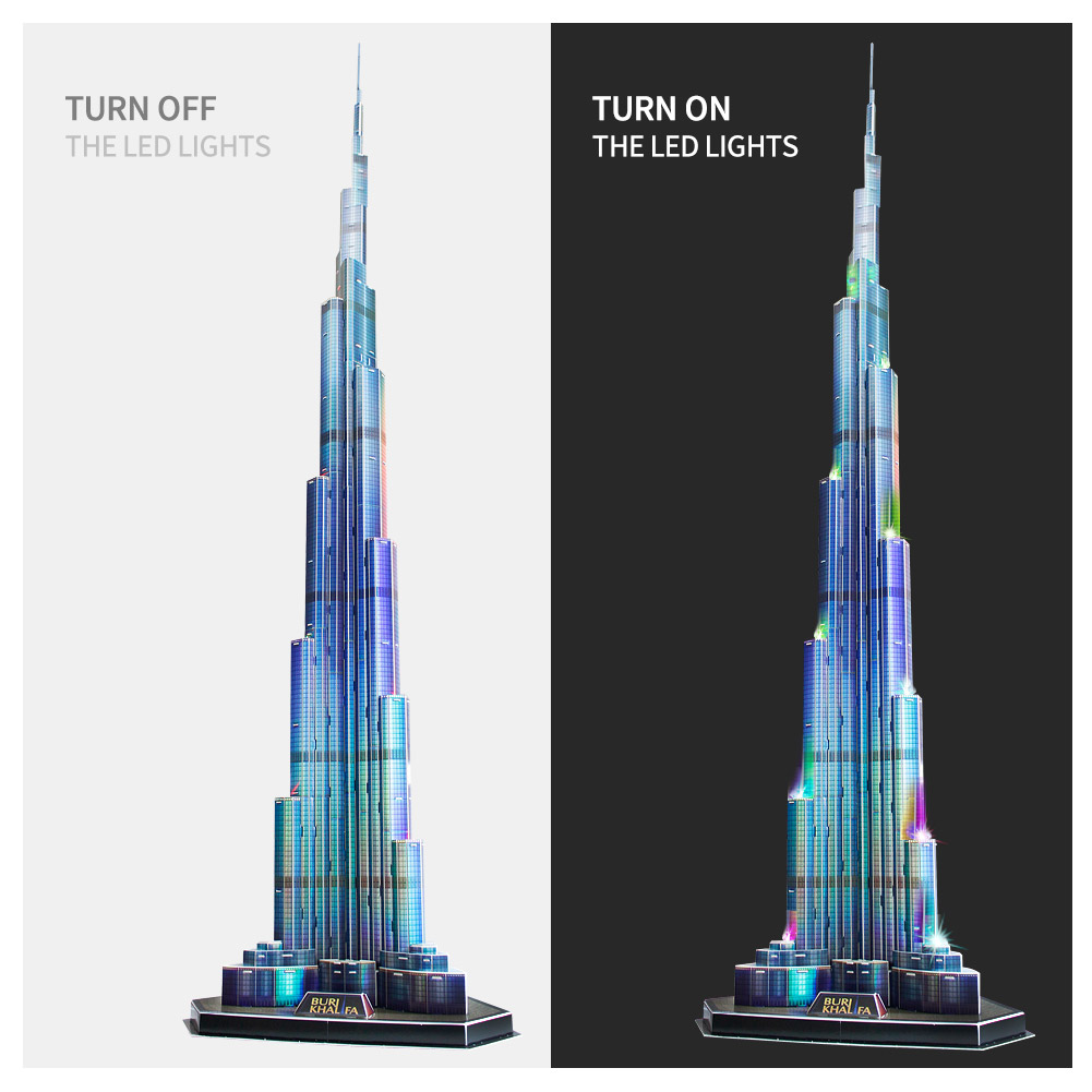 Пазл 3D CubicFun Бурдж-Халифа с LED-подсветкой - фото 9