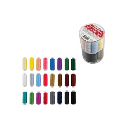 Нитки для шитья Develia армированные 40/2 200 м швейный набор 24 цвета с иголками