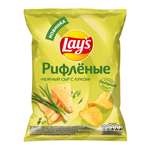 Чипсы из натурального картофеля Lays Нежный сыр с луком рифленые 105г