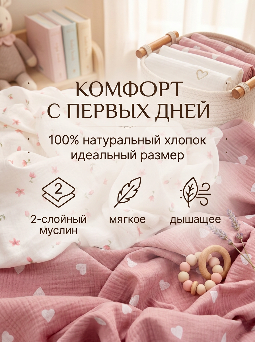 Пелёнка Мягкий Кролик муслин 2 шт. - фото 2