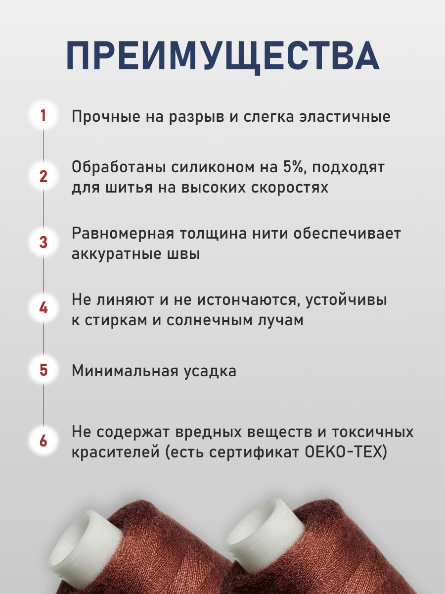 Нитки для шитья 40/2 Bestex 10шт цв 61 - фото 3