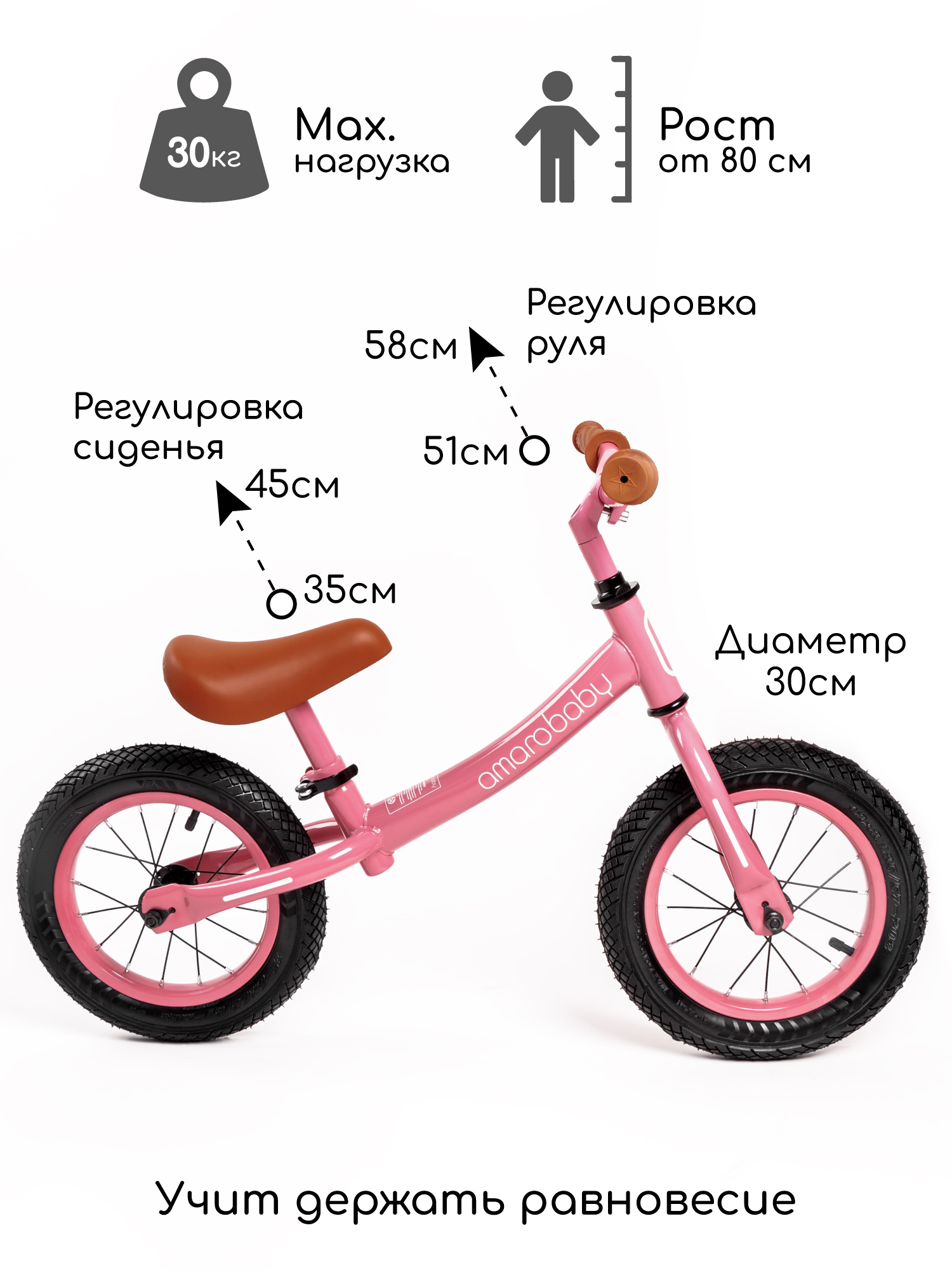 Двухколесный беговел Amarobaby 12 дюймов - фото 2