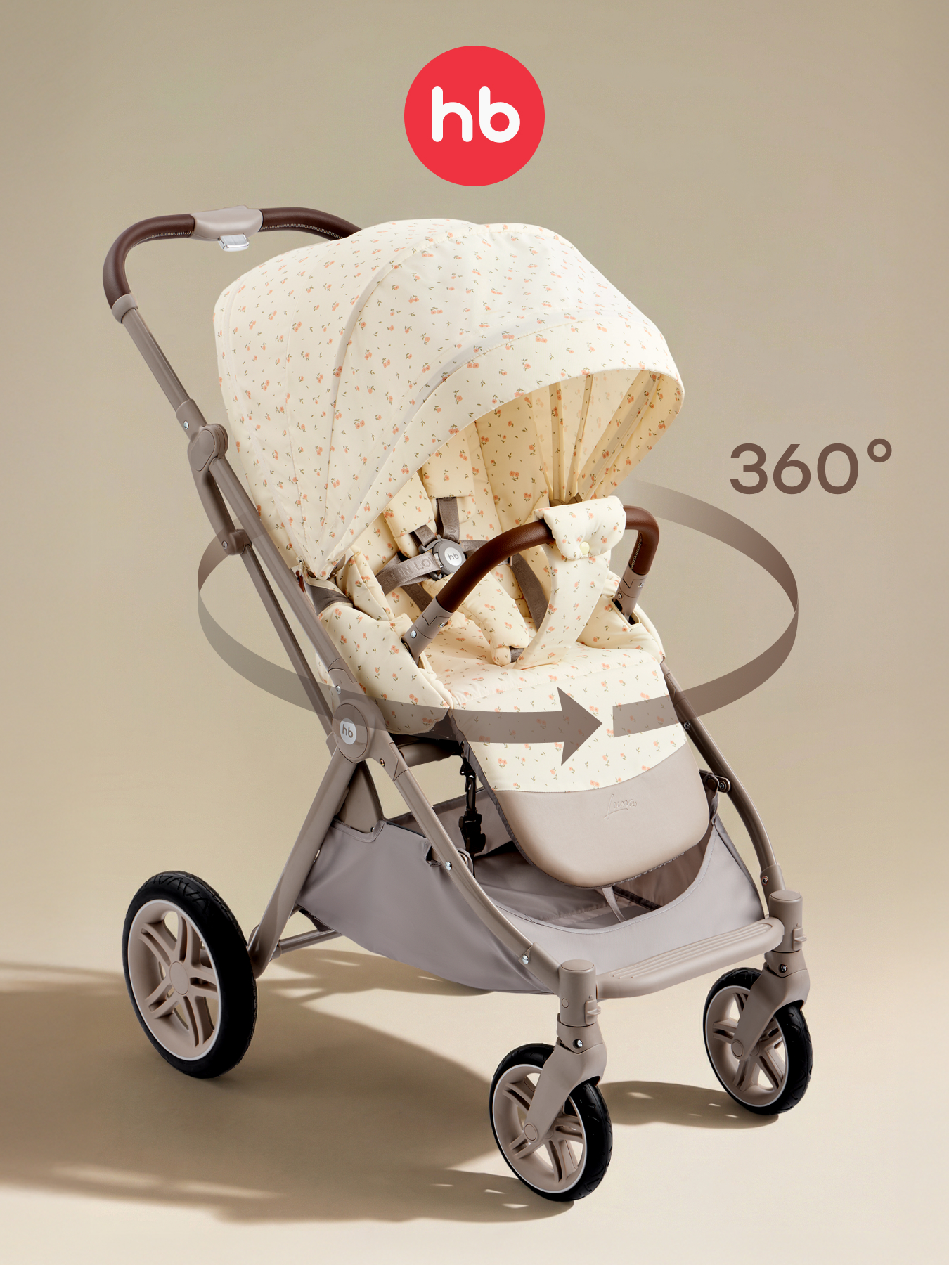 Изображение товара Happy Baby Luna 360 - прогулочная коляска, бежевый