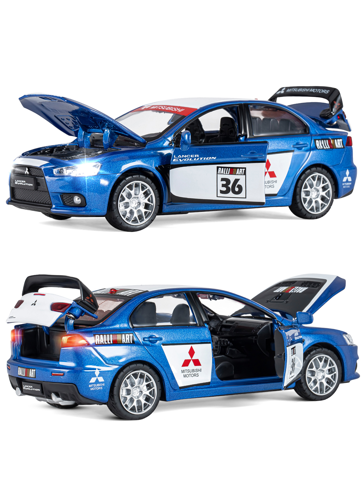 Автомобиль АВТОпанорама Mitsubishi Lancer Evolution 1:32 JB1251472 - фото 8