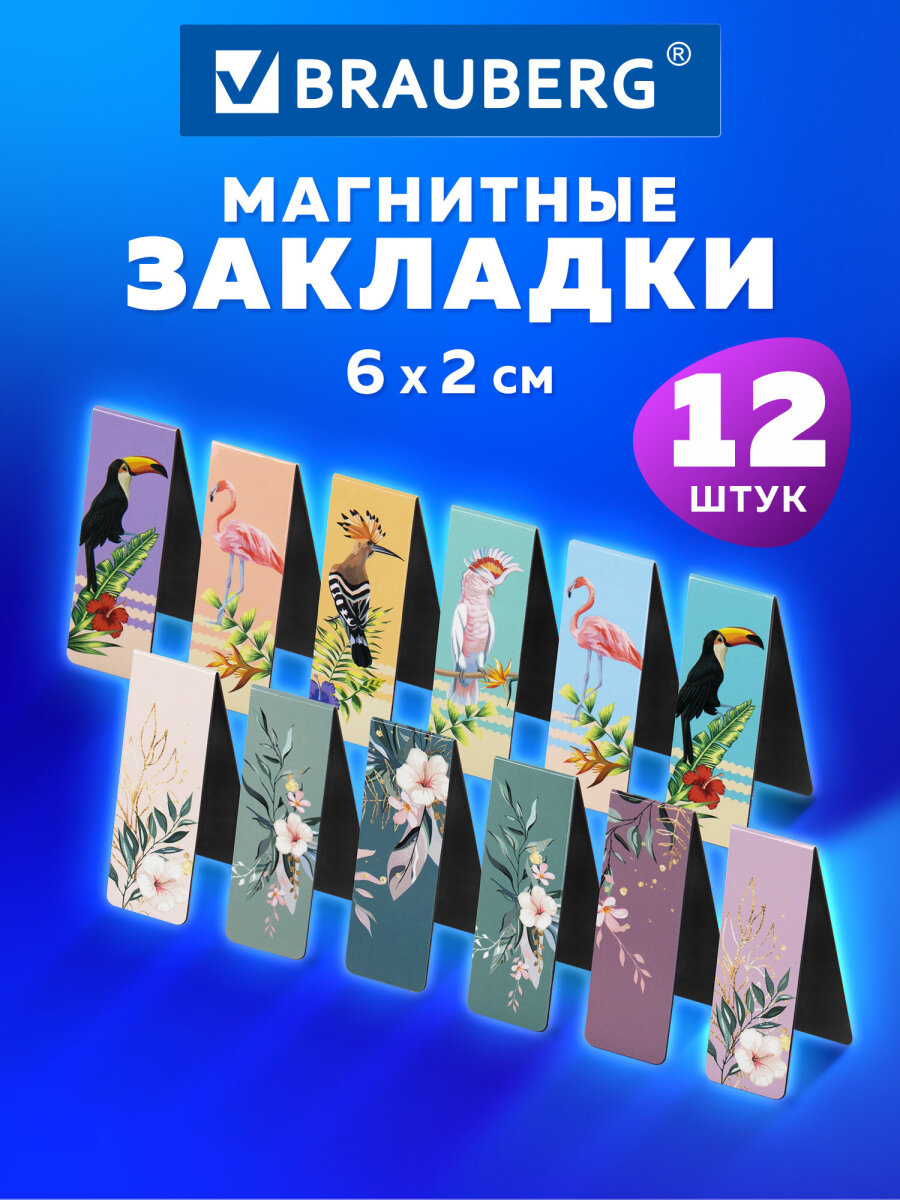 Магнитная закладка Brauberg 12 шт. - фото 1