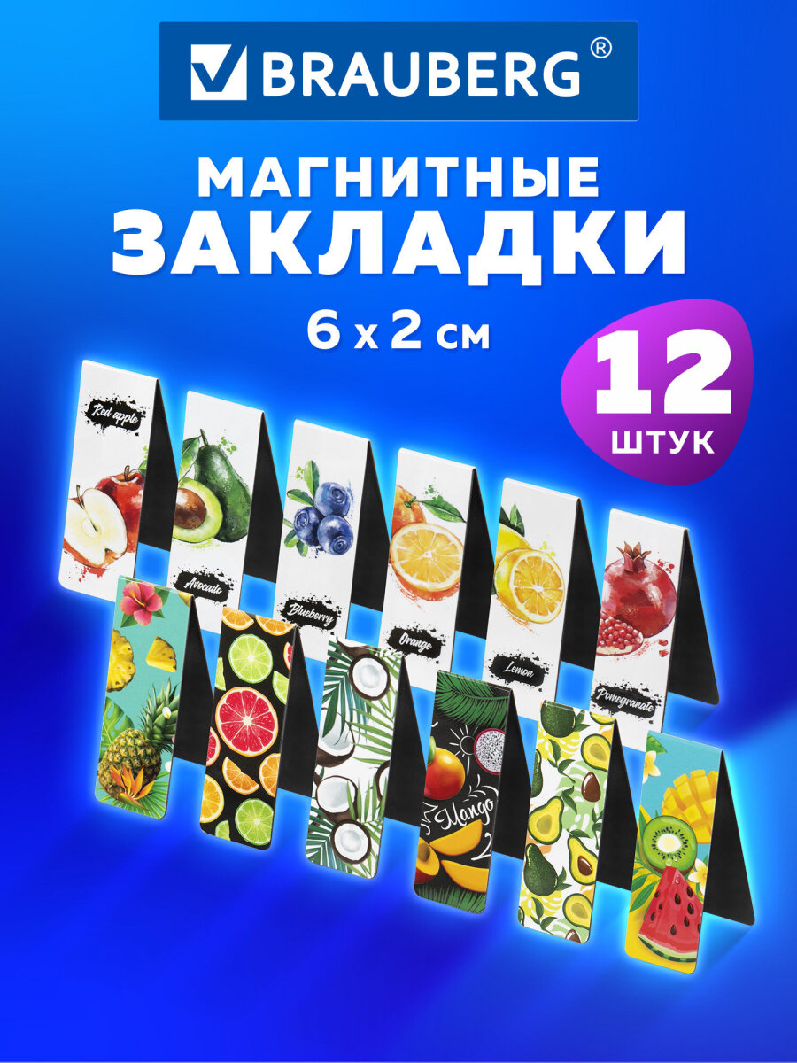Магнитная закладка Brauberg 12 шт. - фото 1