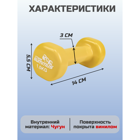 Гантели Summus винил/чугун желтые