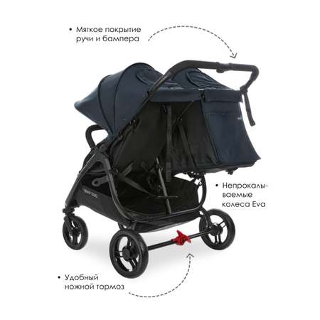 Коляска прогулочная для двойни Valco baby Snap Duo Flatt Matt синий