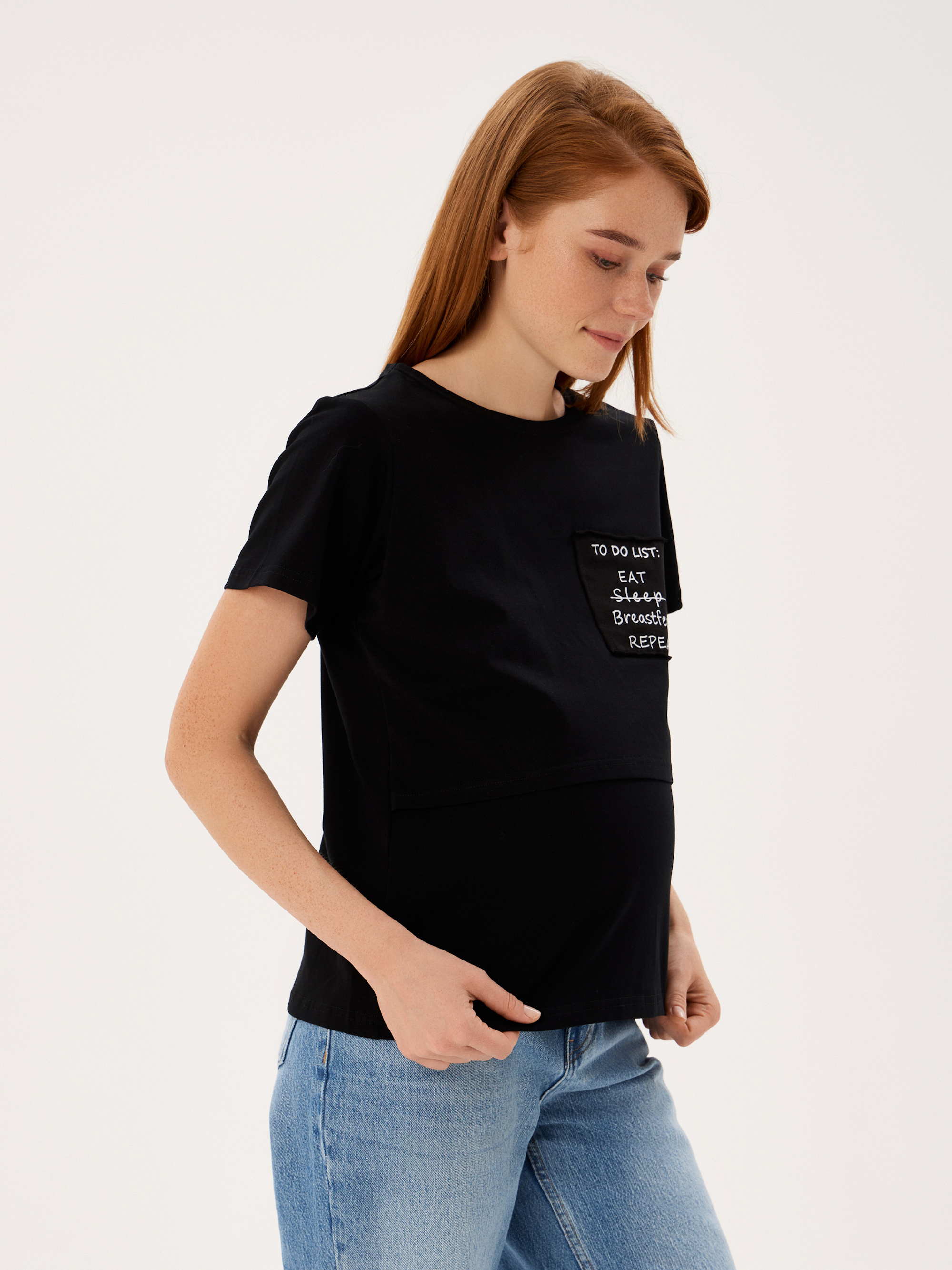 Футболка для кормящих Proud Mom ФТДЛ-0300-черный_принт - фото 4