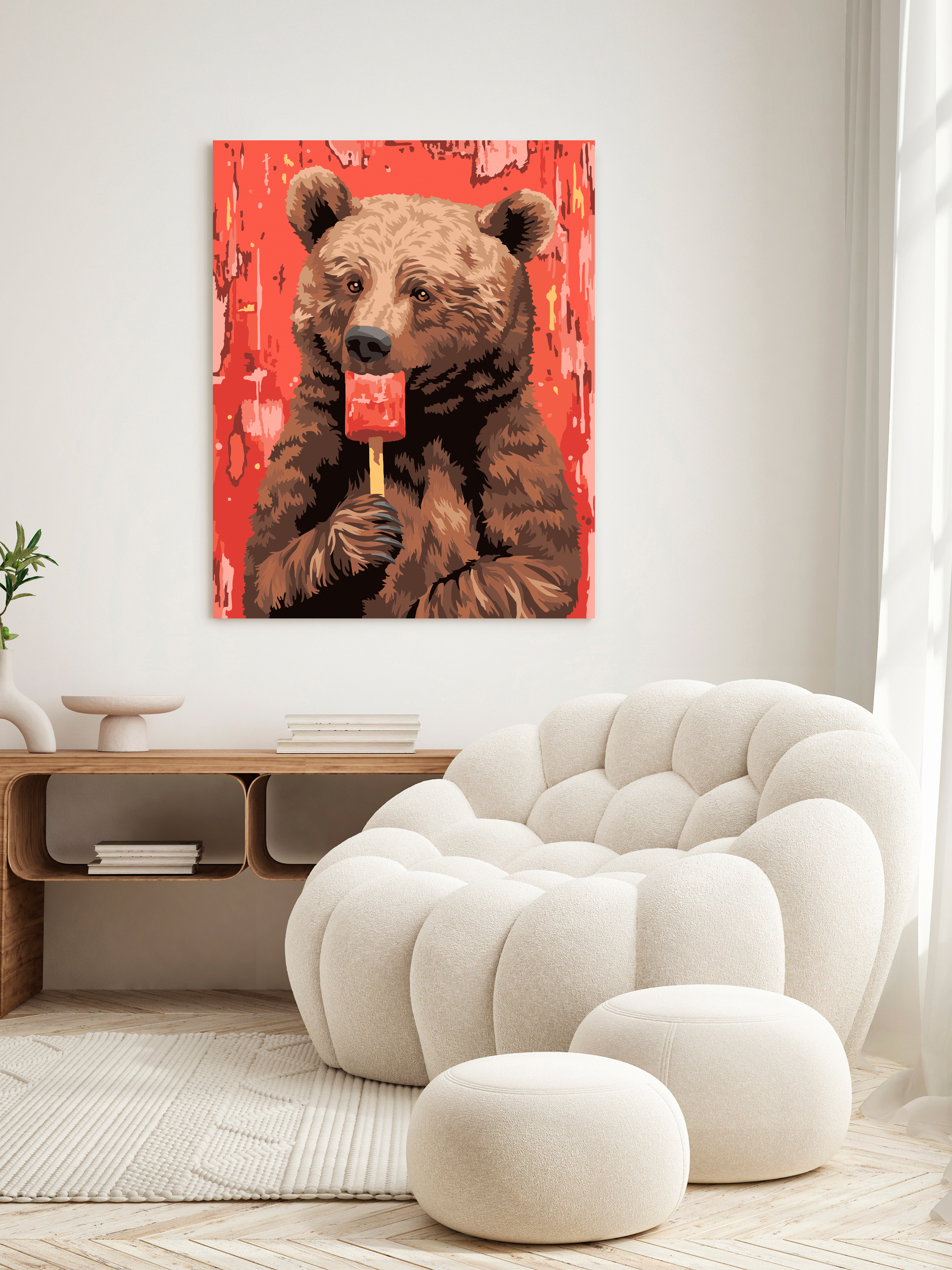 Картина по номерам Это просто шедевр Медведь с мороженым в ассортименте - фото 3