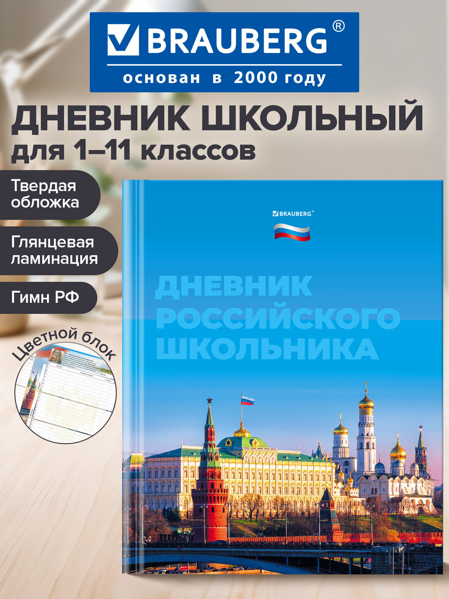 Дневник школьный Brauberg 1-11 класс Россия канцелярия - фото 1
