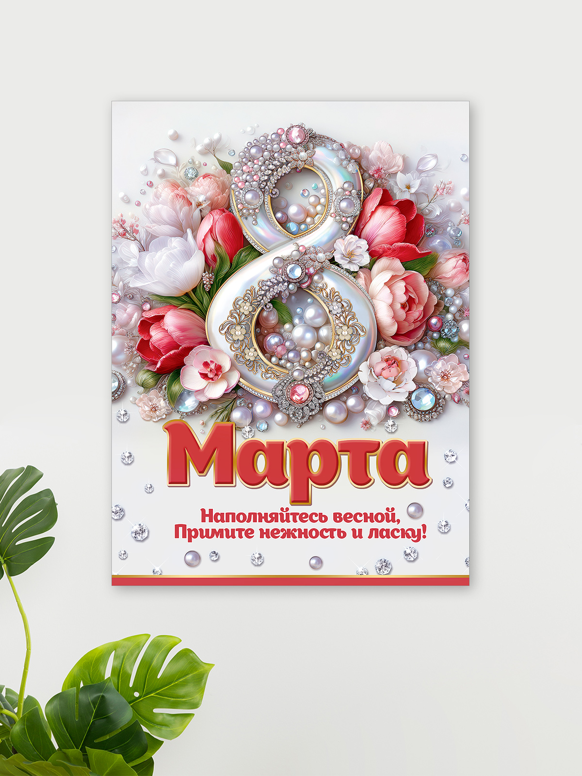 Плакат HAPPY 8 марта украшение для интерьера в школу - фото 4
