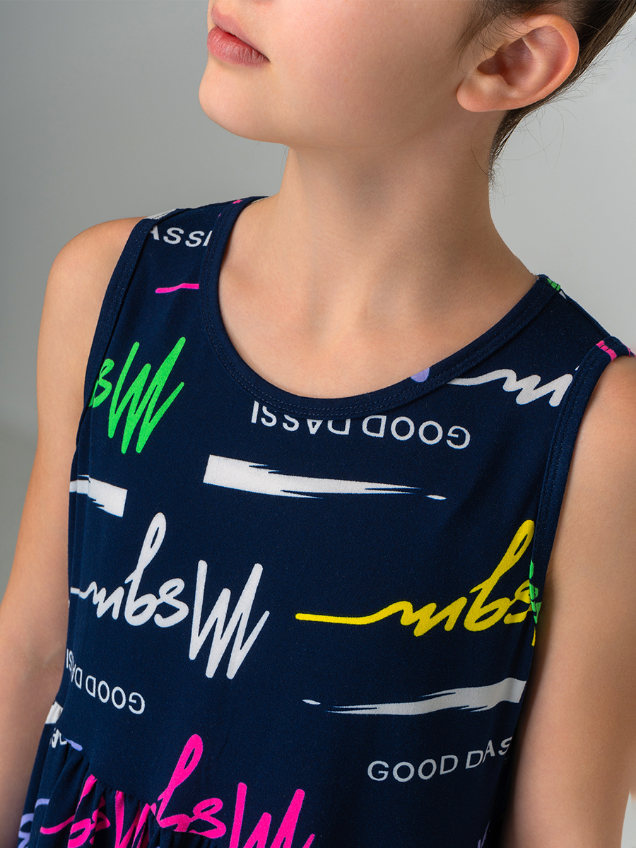 Платье HappyFox HF00199т.синий.с.надписями - фото 5