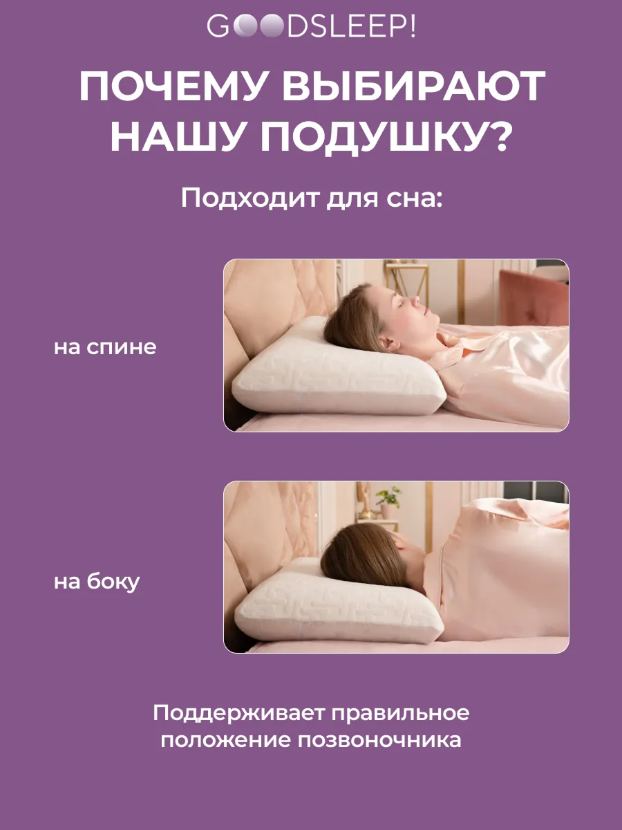 Ортопедическая подушка Goodsleep! классической формы Relax с эффектом памяти под голову - фото 4