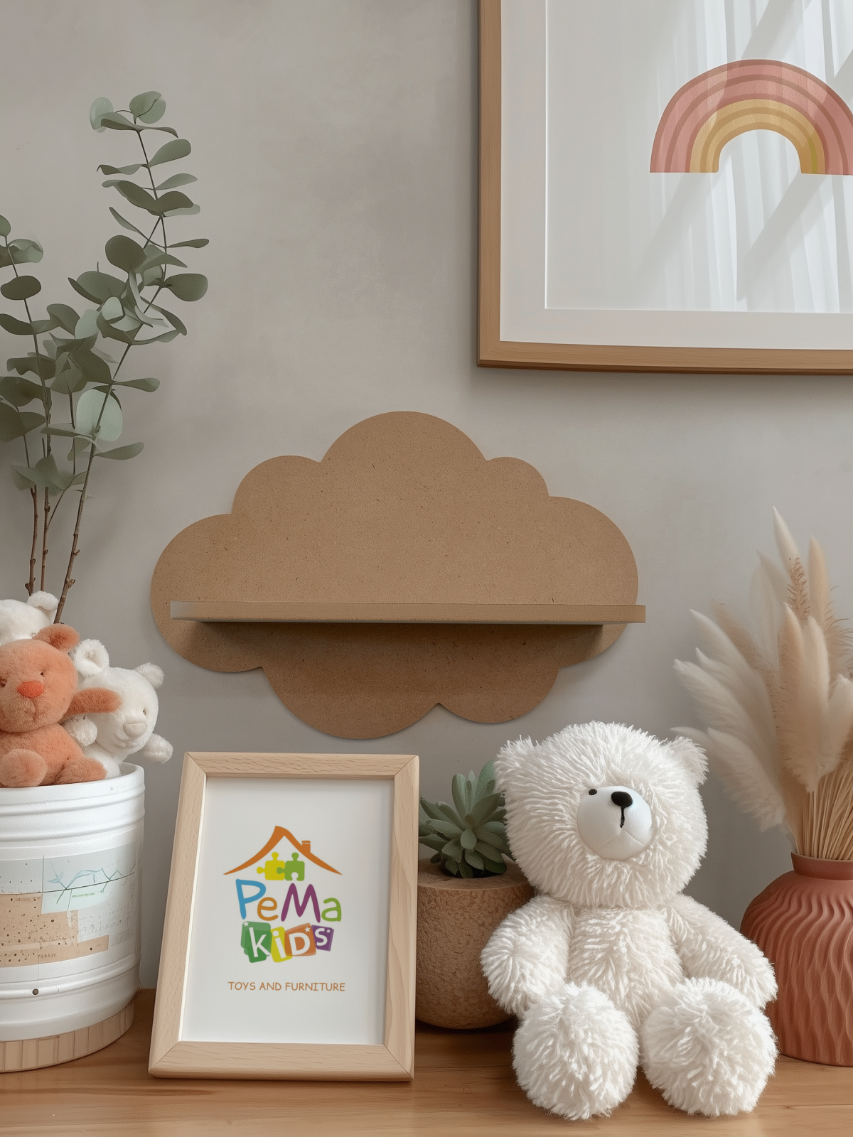 Полка Облако 340х150х230 Pema kids 2 шт (без окрашивания) - фото 6