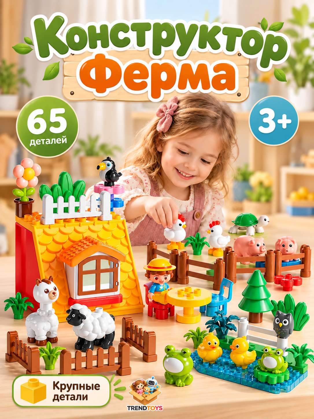 Изображение товара Конструктор TrendToys Озорная ферма с животными 65 дет. Изображение товара Конструктор TrendToys Озорная ферма с животными 65 дет.