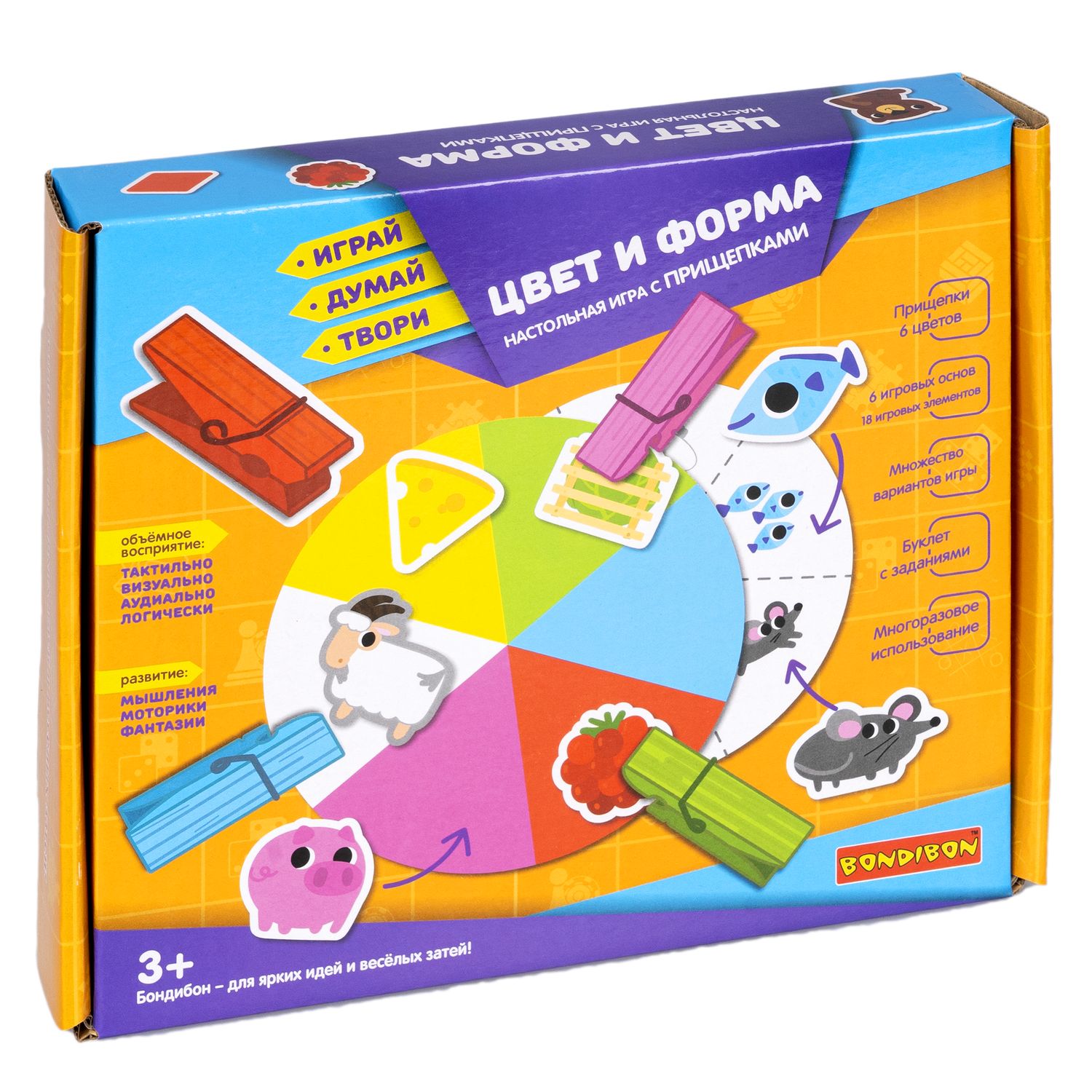 Настольная игра Bondibon со стикерами Цвета и формы - фото 3
